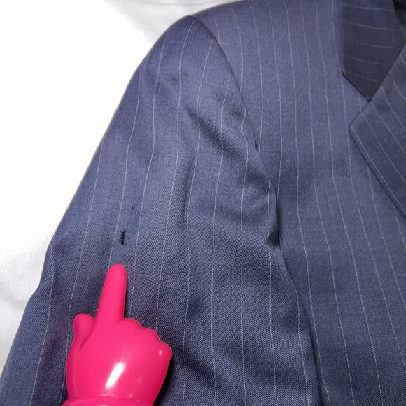 BURBERRY Sport Coat Size 50R Navy Pinstripe Wool Jacket Kensington Blazer FLAWED - Picture 4 of 11